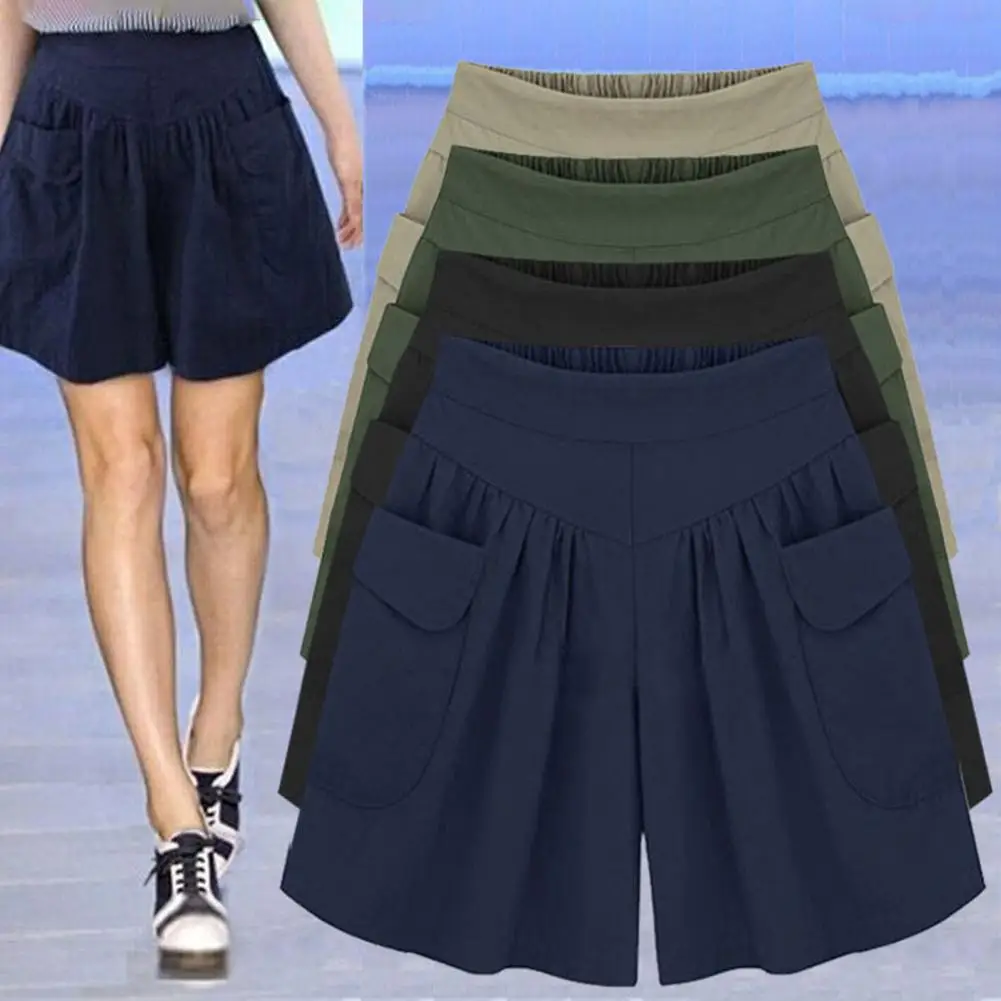 Simple Shorts Patch Pockets Leisure Casual Shorts Ladies A Line Loose Shorts 
Simple Shorts Patch Pockets Leisure Casual Shorts Ladies A Line Loose Shorts