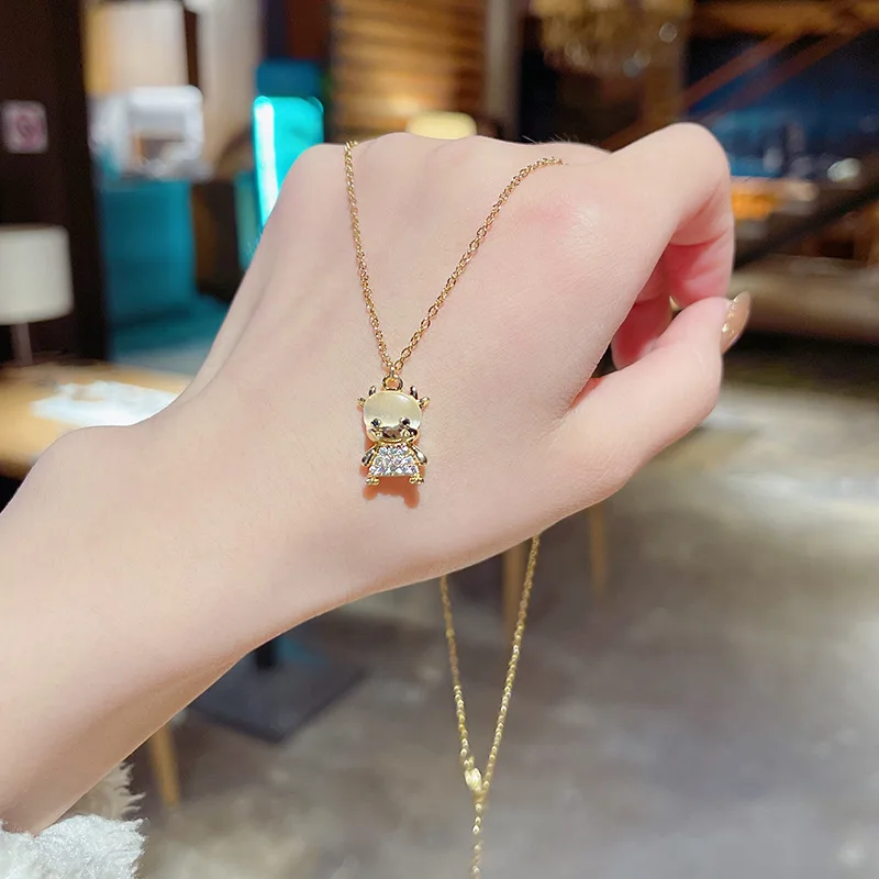 Wholesale Year of the OX Design Titanium Steel Necklace Female Chinese Zodiac Calf Zircon Pendant TrendyChoker Chain
Wholesale Year of the OX Design Titanium Steel Necklace Female Chinese Zodiac Calf Zircon Pendant TrendyChoker Chain