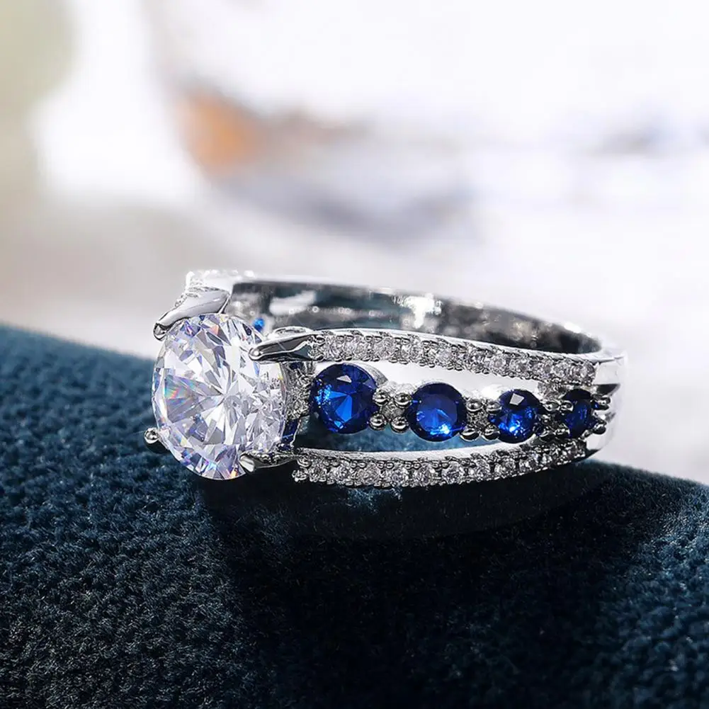 Finger Ring Shiny Female Blue Cubic Zirconia Shining Rhinestones Ring Chic Ring for Party
Finger Ring Shiny Female Blue Cubic Zirconia Shining Rhinestones Ring Chic Ring for Party