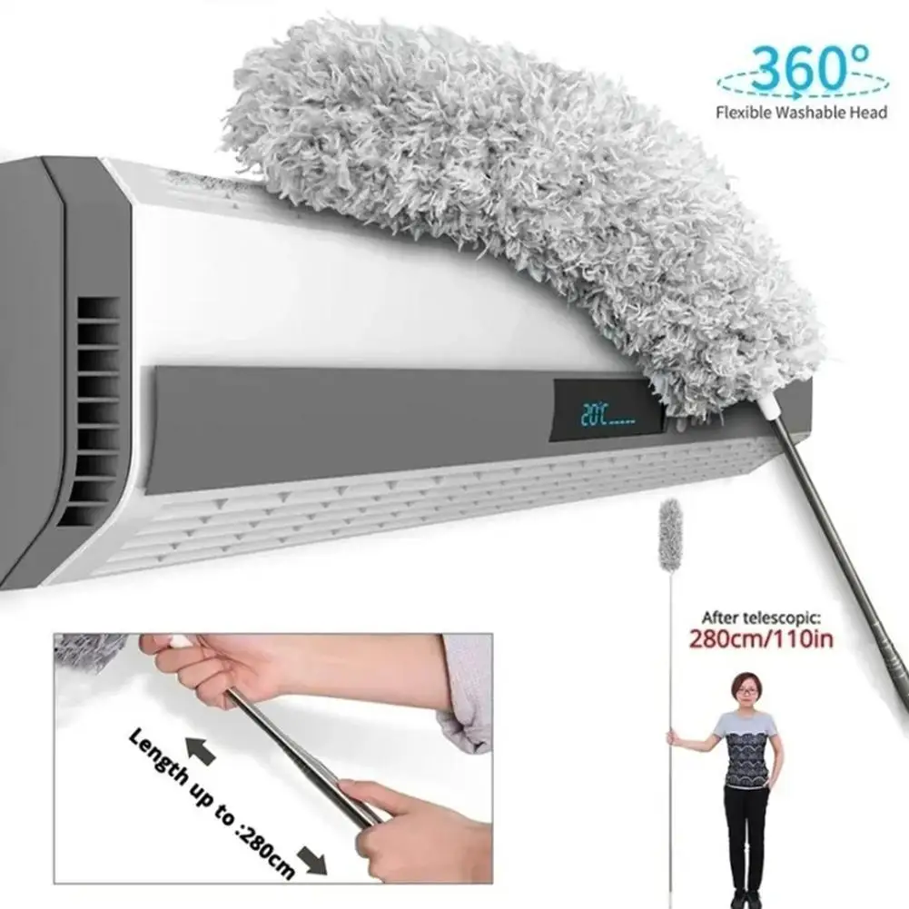 Пыльник из нержавеющей стали, выдвижной Пыльник из микрофибры, пылезащитные перья Longhandle, для курицы, автомобиля, 2,8 м, щетка для очистки, Пылезащитная сталь