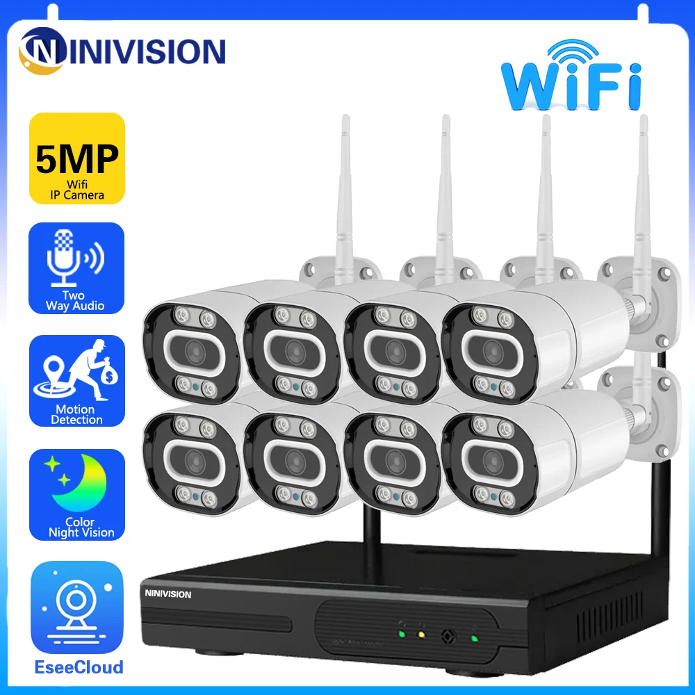 5MP Wireless Surveillance System 8CH NVR CCTV Kit Outdoor Wifi Security Camera Two Way Audio Color Night Vision Surveillance Kit
5MP Wireless Surveillance System 8CH NVR CCTV Kit Outdoor Wifi Security Camera Two Way Audio Color Night Vision Surveillance Kit