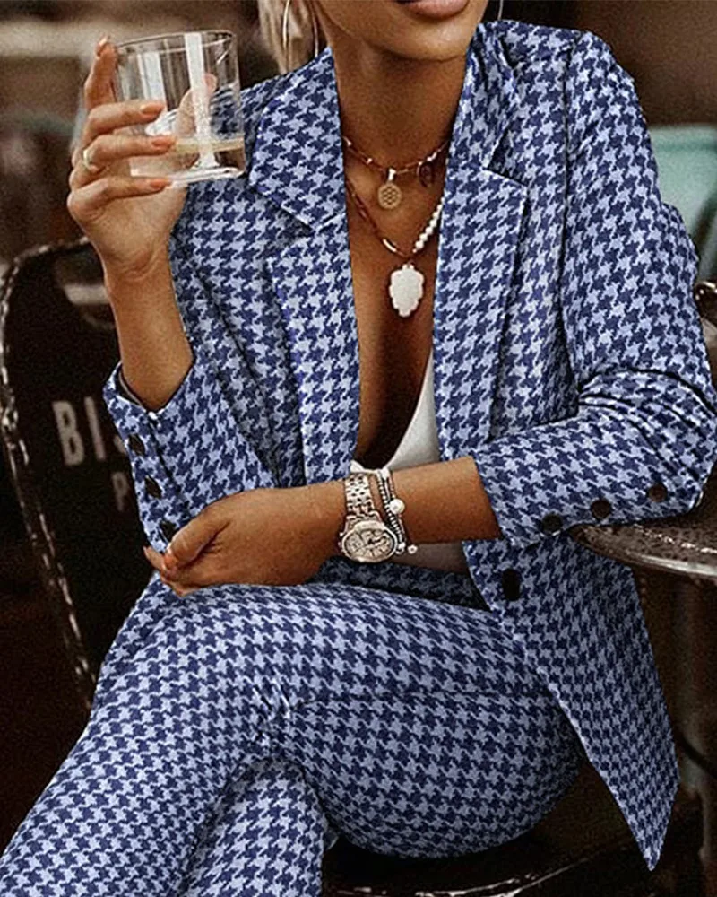 Women's Check Slim Lapel Suit Elegant Two Piece Long Sleeve Print Coat and Casual Trousers Sets 2022
Women's Check Slim Lapel Suit Elegant Two Piece Long Sleeve Print Coat and Casual Trousers Sets 2022