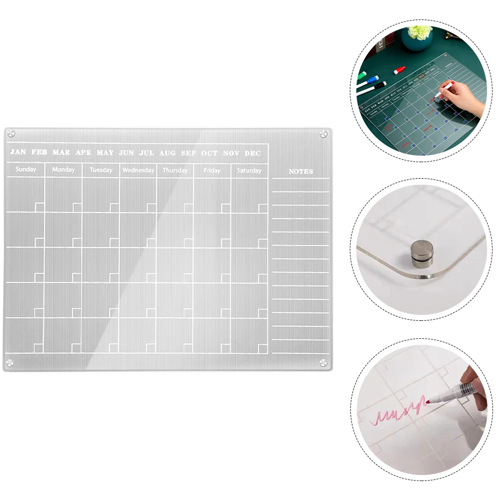 

Акриловая доска для сухого стирания, Белая магнитная прозрачная доска для холодильника, календарь, доска, планирование магнитов, прозрачная