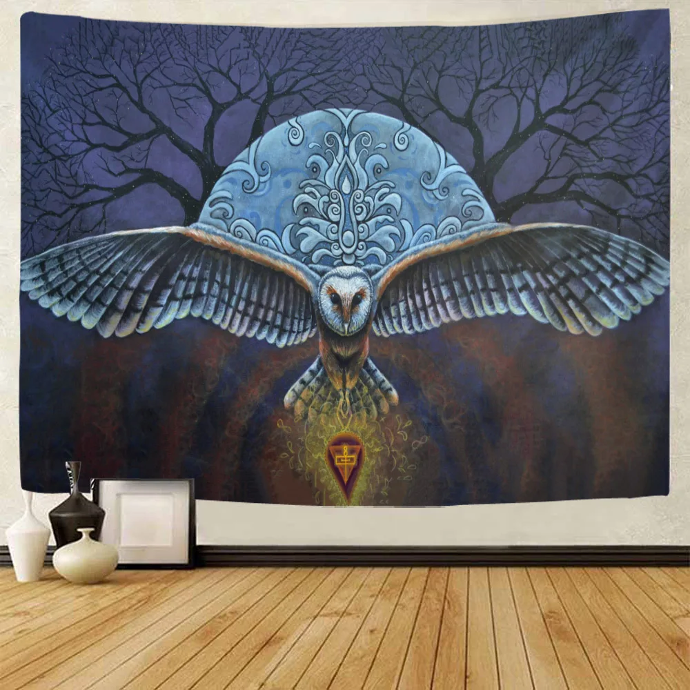 Psychedelic owl printed tapestry wall hanging Bohemian hippie art witchcraft room background wall Kawaii home decoration
Psychedelic owl printed tapestry wall hanging Bohemian hippie art witchcraft room background wall Kawaii home decoration