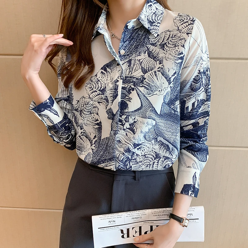 Women's Blouse Loose Shirt Summer Fashion Long Sleeve Top Plus Size Chiffon Print Casual Camisas Mujer 2022 Button Up Shirt
Women's Blouse Loose Shirt Summer Fashion Long Sleeve Top Plus Size Chiffon Print Casual Camisas Mujer 2022 Button Up Shirt