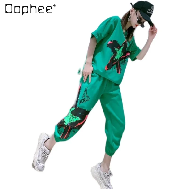 Summer Casual Sportswear Short-Sleeved Top and Pant Women's Tshirt Harem Pants Tracksuit 2022 New Korean Style Two-Piece Set
Summer Casual Sportswear Short-Sleeved Top and Pant Women's Tshirt Harem Pants Tracksuit 2022 New Korean Style Two-Piece Set