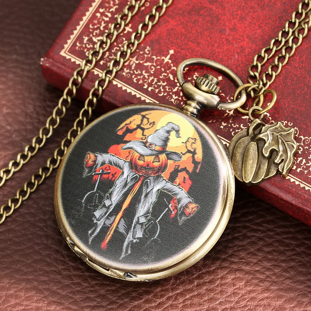 Antique Bronze Halloween Pocket Watch Steampunk Skull Quartz Fob Watches with Pumpkin Tag Necklace Chain Clock Relogio De Bolso
Antique Bronze Halloween Pocket Watch Steampunk Skull Quartz Fob Watches with Pumpkin Tag Necklace Chain Clock Relogio De Bolso