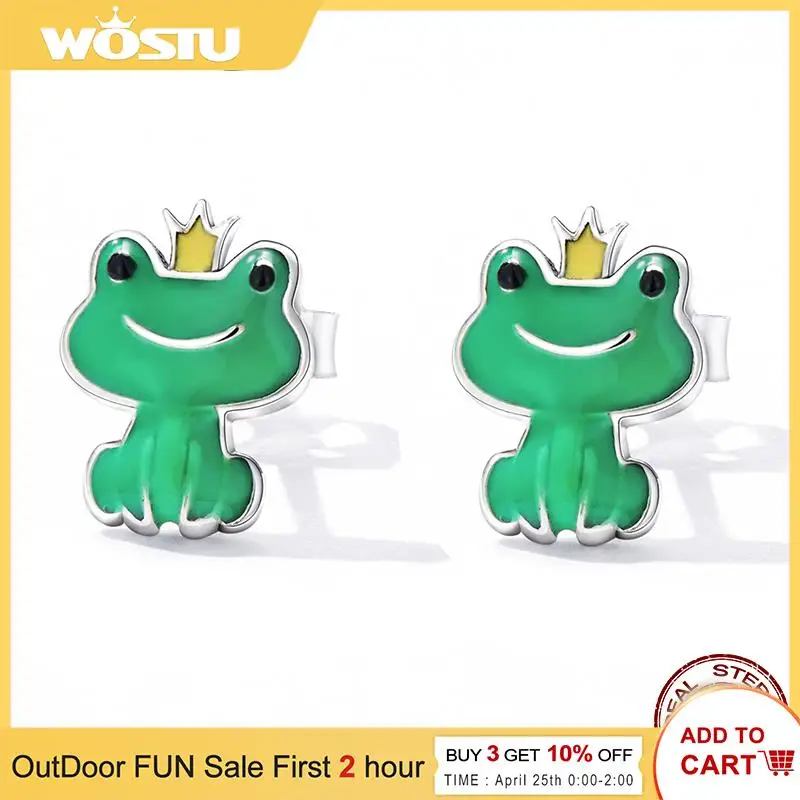 WOSTU Solid 925 Sterling Silver Small Stud Earrings For Women Cute Green Frog Ear Studs s925 Fine Jewelry Gift For Girl FIE1380
WOSTU Solid 925 Sterling Silver Small Stud Earrings For Women Cute Green Frog Ear Studs s925 Fine Jewelry Gift For Girl FIE1380