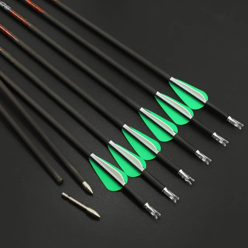 6/12pcs ID4.2mm Pure Carbon Arrows 32Inch Spine300-1800 with 2Green 1White Rubber Vanes for Archery Compound/Recurve Bow Hunting
6/12pcs ID4.2mm Pure Carbon Arrows 32Inch Spine300-1800 with 2Green 1White Rubber Vanes for Archery Compound/Recurve Bow Hunting