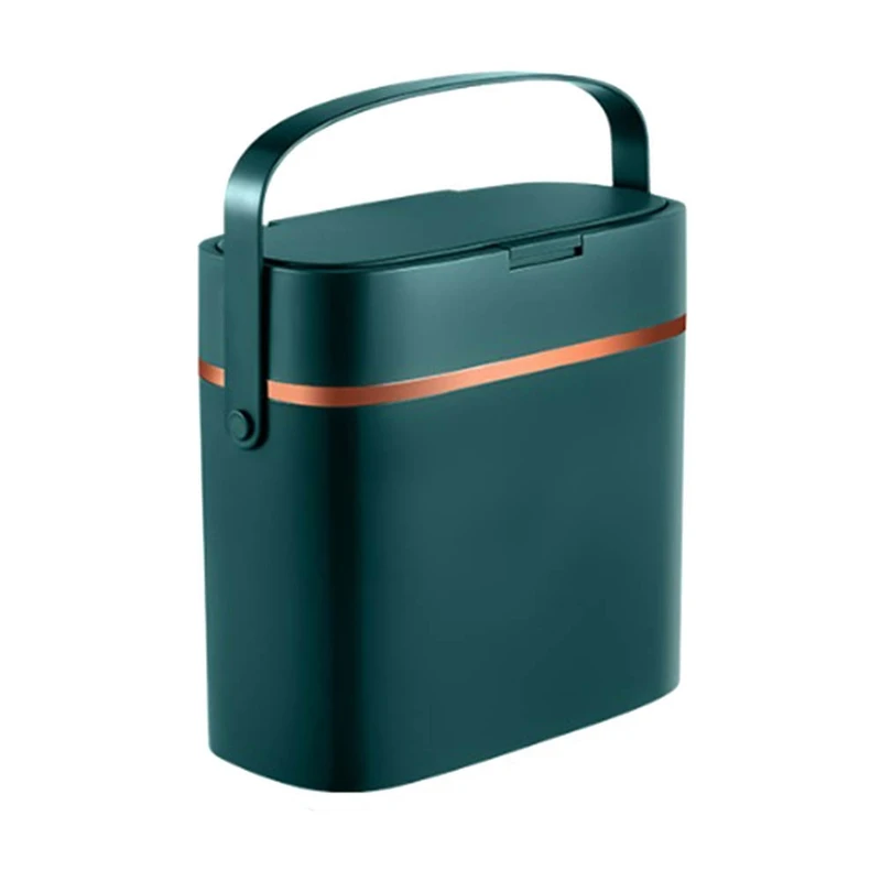 1 PCS Trash Bin With Lid And Handle Plastic Trash Bin Small Dark Green For Bedroom/Narrow Food Waste Bin/Office/RV
1 PCS Trash Bin With Lid And Handle Plastic Trash Bin Small Dark Green For Bedroom/Narrow Food Waste Bin/Office/RV