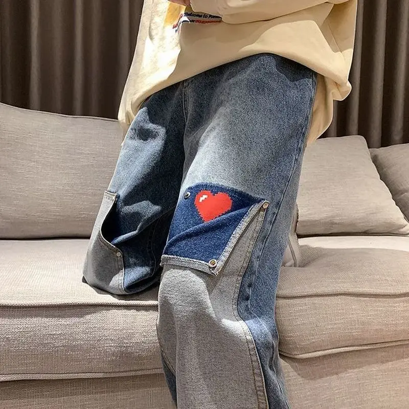 Straight jeans men love printed trousers spring autumn new patchwork hip-hop style casual loose aesthetic wide-leg pants trend
Straight jeans men love printed trousers spring autumn new patchwork hip-hop style casual loose aesthetic wide-leg pants trend