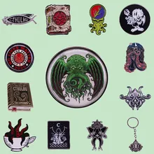 Cthulhu Mythology Enamel Pins Custom Novelist Literary Image Tentacle Squid Octopus Brooch Lapel Pin Copper Badge Jewelry Gift