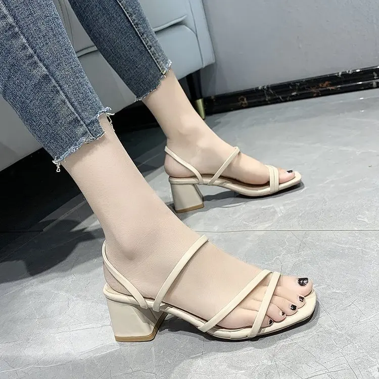 Women Sandals Chunky Heels Brand Slides 2023 Summer Flip Flops Narrow Band Sandal Elegant Mule Shoes Women Slipper Big Size 42 
Women Sandals Chunky Heels Brand Slides 2023 Summer Flip Flops Narrow Band Sandal Elegant Mule Shoes Women Slipper Big Size 42