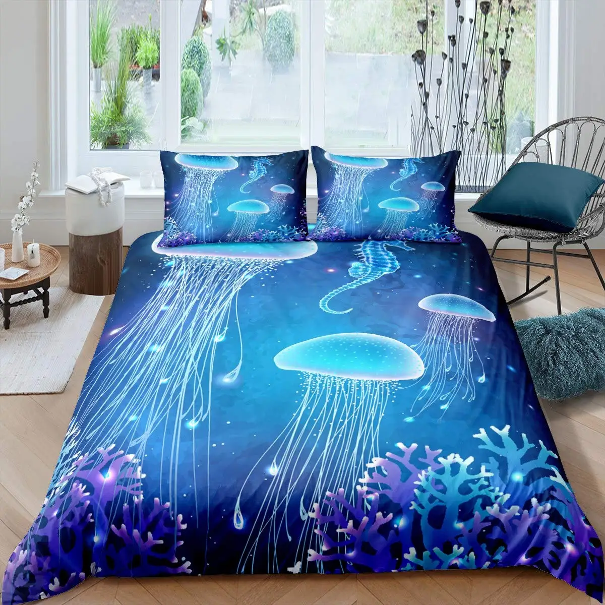 Jellyfish Duvet Cover Ocean Nautical Hawaii Beach Bedding Set Sea Animals Coral Quilt Cover Women Children Bedroom Decorations
Jellyfish Duvet Cover Ocean Nautical Hawaii Beach Bedding Set Sea Animals Coral Quilt Cover Women Children Bedroom Decorations