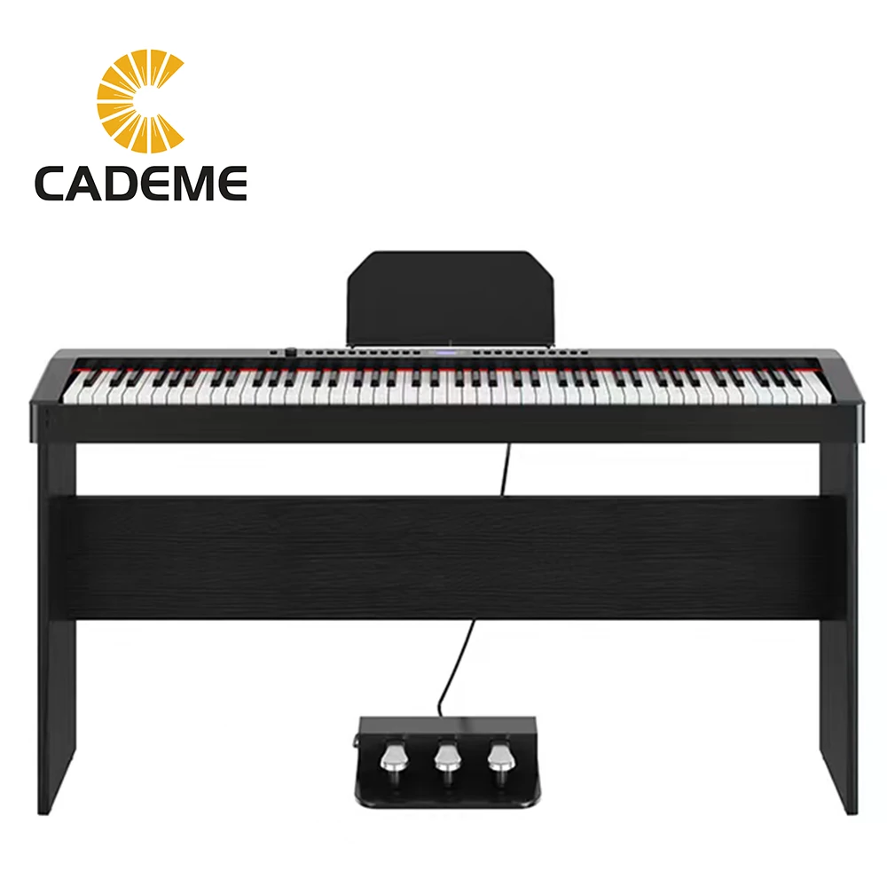 

Портативное цифровое пианино с 88 утяжеленными клавишами для начинающих, черная электронная клавиатура с деревянной подставкой, педаль, ЖК-экран, разъем для наушников