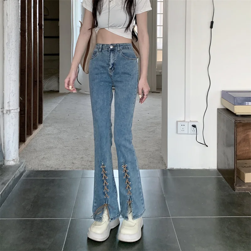 DD1690 New all-match high-waisted slim small stiletto strappy flared jeans jeans
DD1690 New all-match high-waisted slim small stiletto strappy flared jeans jeans