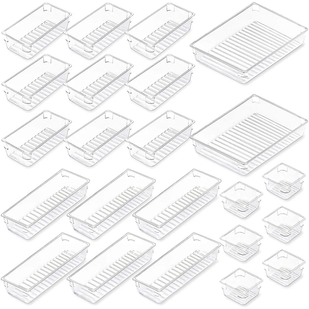 23 Pcs Desk Drawer Organizers Set, Clear Vanity Drawer Organizers and Storage Bins, Plastic Drawer Organizer Trays
23 Pcs Desk Drawer Organizers Set, Clear Vanity Drawer Organizers and Storage Bins, Plastic Drawer Organizer Trays