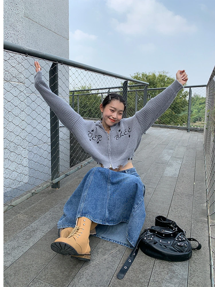 Korobov Y2k Clothes Hooded Knitwears Letter Embroidery Double Zipper Crop Sweater Female Harajuku Style Korean Fashion Pullovers
Korobov Y2k Clothes Hooded Knitwears Letter Embroidery Double Zipper Crop Sweater Female Harajuku Style Korean Fashion Pullovers