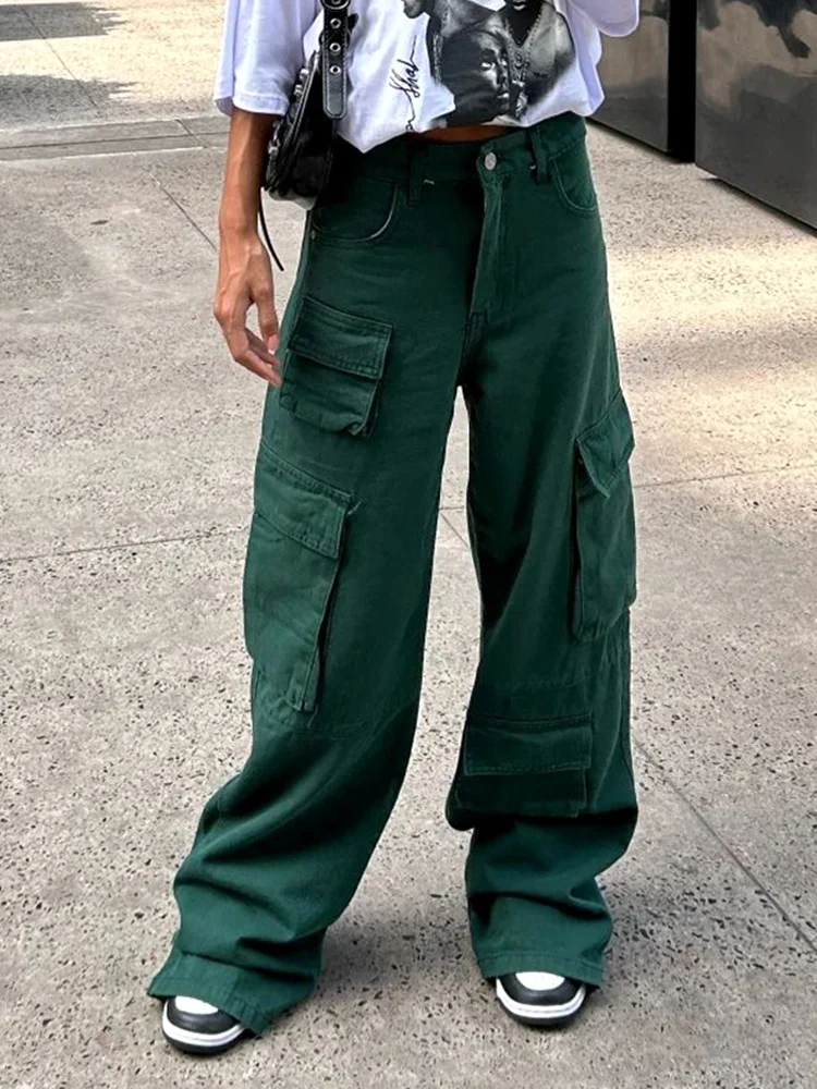 

Summer High Waits Cargo Women Clothing 2023 New Harajuku Aesthetics Baggy Casual Pants Y2K Streetwear Wide Leg Straight Trousers