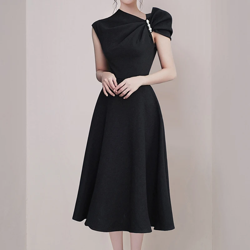 E GIRLS New Black Irregular Neck Dress Women Beading Sleeveless Summer Autumn Elegant Dresses Women Runway Design Vestido Party
E GIRLS New Black Irregular Neck Dress Women Beading Sleeveless Summer Autumn Elegant Dresses Women Runway Design Vestido Party