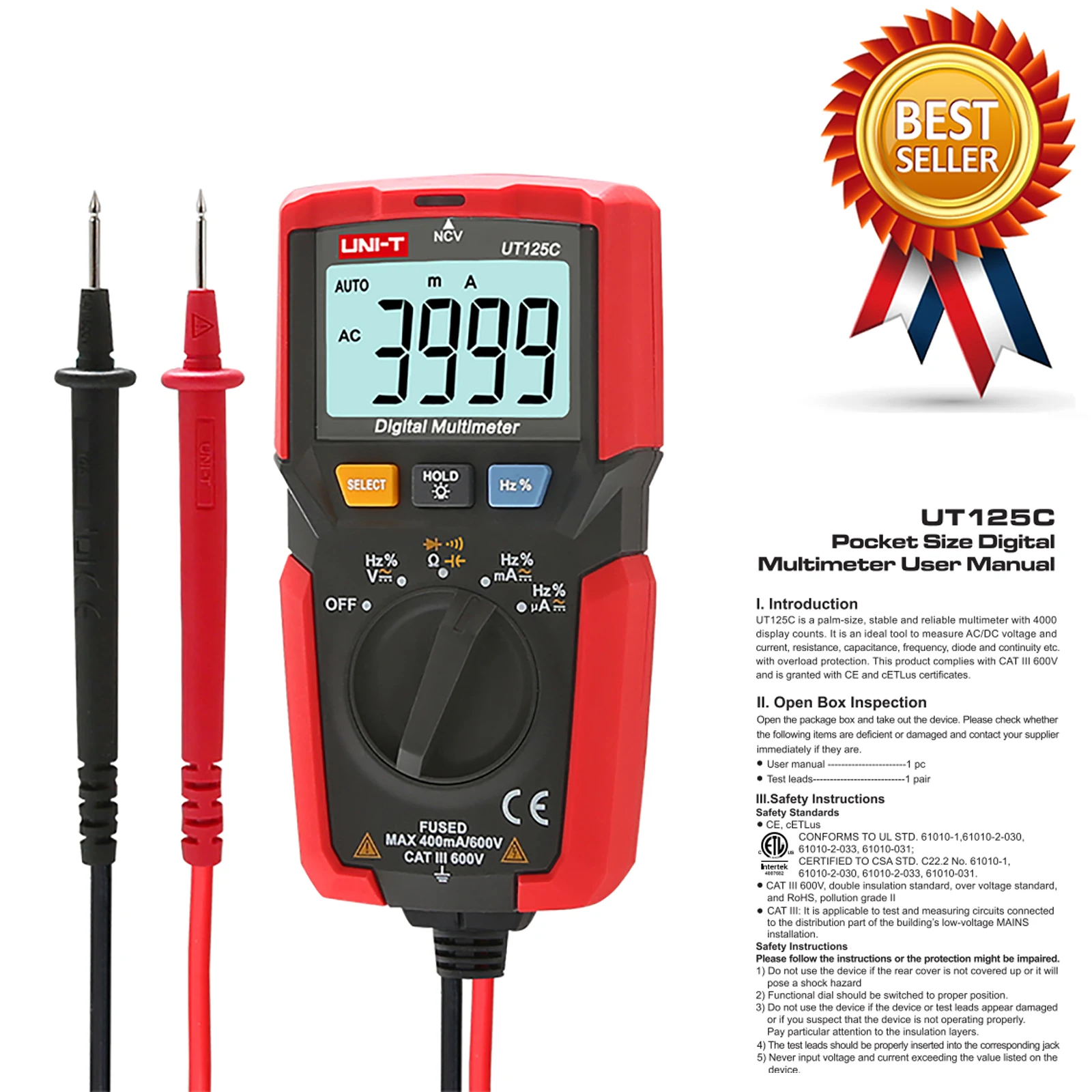 UNI-T UT125C Genggam Ukuran Saku Digital Multimeter AC/DC Voltage Tester Resistor Kapasitor Frekuensi Diode Ncv Tes
UNI-T UT125C Genggam Ukuran Saku Digital Multimeter AC/DC Voltage Tester Resistor Kapasitor Frekuensi Diode Ncv Tes