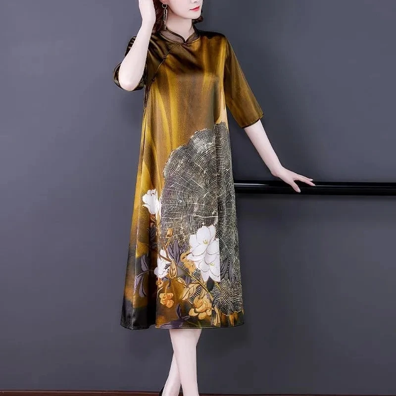 2022 Midi Long Floral Print Dress Women Clothing Spring Summer Vintage Stand Collar Cheongsam Elegant Party Vestidos Casual Robe
2022 Midi Long Floral Print Dress Women Clothing Spring Summer Vintage Stand Collar Cheongsam Elegant Party Vestidos Casual Robe