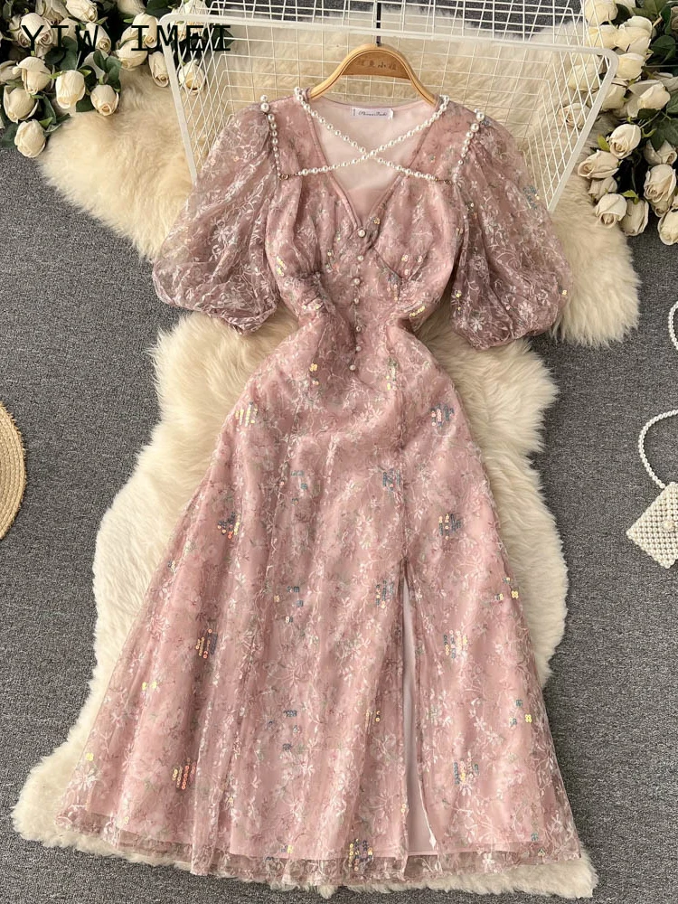 Vintage Pink Dress V Neck Lantern Sleeve Party Robe High Waist Slim Vestidos Korean Elegant Dresses Women
Vintage Pink Dress V Neck Lantern Sleeve Party Robe High Waist Slim Vestidos Korean Elegant Dresses Women