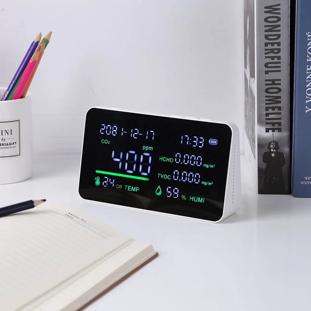 Многофункциональный монитор воздуха, цифровой дисплей CO CO2 HCHO детектор TVOC CO2, измеритель углекислого газа, качество воздуха
Многофункциональный монитор воздуха, цифровой дисплей CO CO2 HCHO детектор TVOC CO2, измеритель углекислого газа, качество воздуха