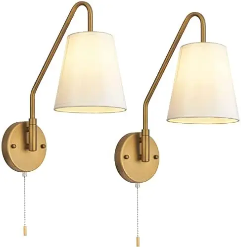DECOR Sconces Set of Two 2 Pack with Pull Chain ON Off Matte Black Swing Arm Lighting Modern Vintage Lamp Industrial White Fabr
DECOR Sconces Set of Two 2 Pack with Pull Chain ON Off Matte Black Swing Arm Lighting Modern Vintage Lamp Industrial White Fabr