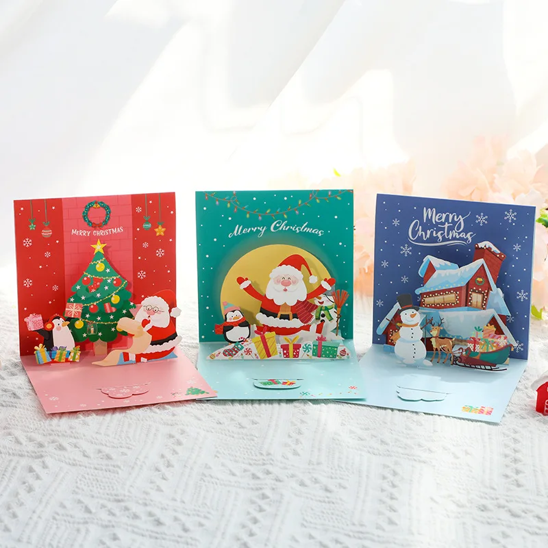 

3D открытки в виде Санта-Клауса, Свадебные Рождественские поздравительные открытки, приглашения, подарки, новогодняя поздравительная открытка, Подарок на годовщину, открытка