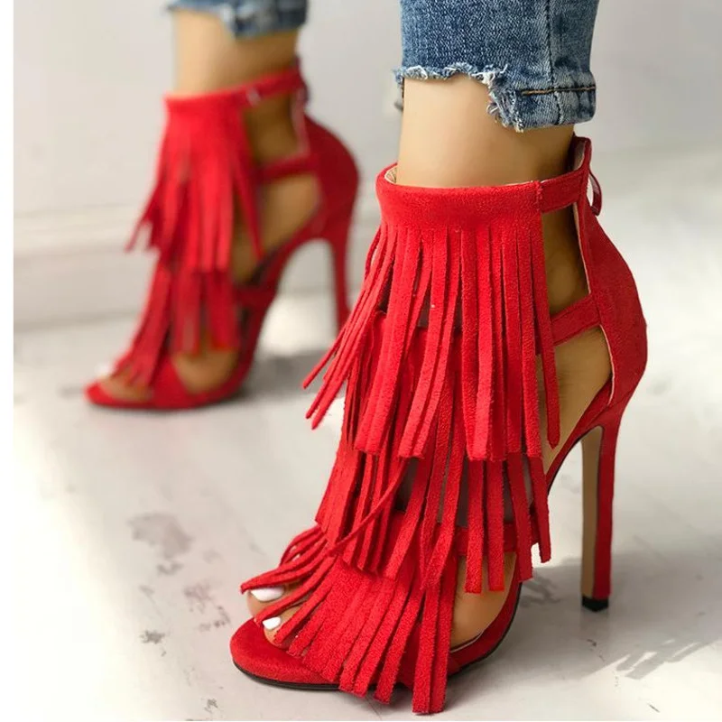 Tassel Women's Sandals Summer 2022 Pumps Shoes Sexy High Heels Back Zip Large Szie Fringe Shoes For Women Sandalias Female
Tassel Women's Sandals Summer 2022 Pumps Shoes Sexy High Heels Back Zip Large Szie Fringe Shoes For Women Sandalias Female
