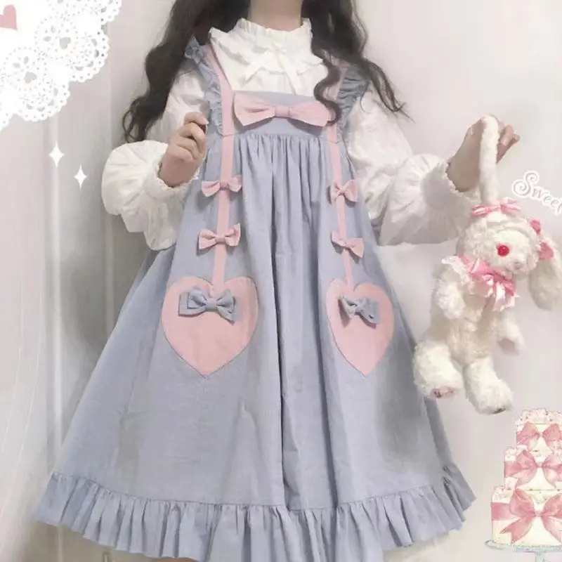 Kawaii Bow Ruffles Patchwork Short Dress Sweet Japanese Preppy Style Sleeveless Women Fashion Sundress Blue Lolita Dress
Kawaii Bow Ruffles Patchwork Short Dress Sweet Japanese Preppy Style Sleeveless Women Fashion Sundress Blue Lolita Dress