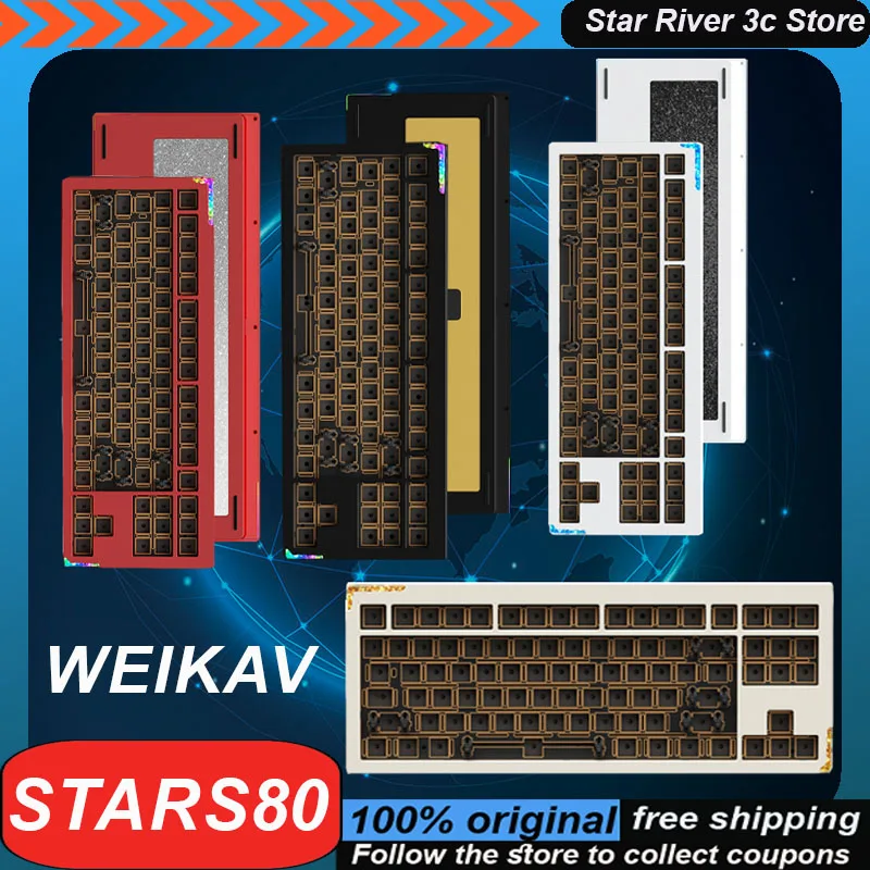 Комплект механической клавиатуры Weikav Stars80 из алюминиевого сплава Беспроводная