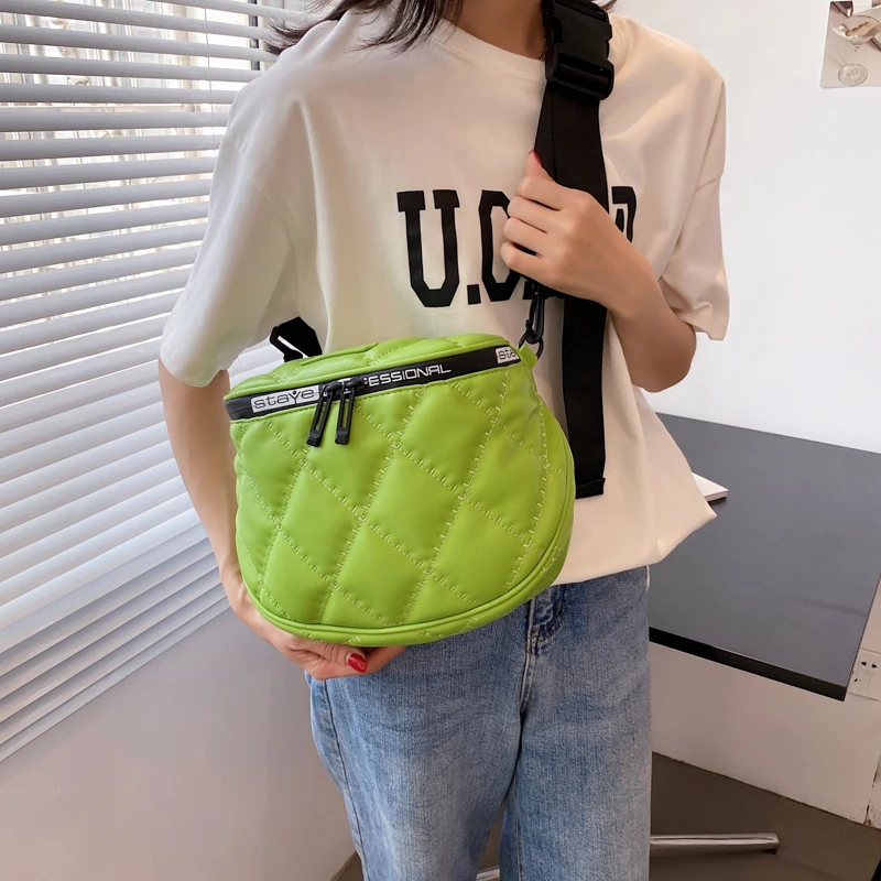 

New Leather Shoulder Crossbody Bag Quilted Luxury Female Belt Bags Chest Pack Semicircle Saddle Waist Bag Casual Lady Fanny Pack