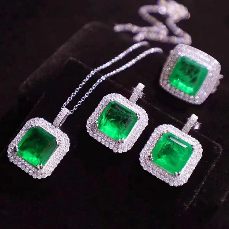 ZOCA Luxury S925 Sterling Silver Jewelry Set Emerald Square Halo Ring Pendant Earrings New Wedding Party Gift for Women
ZOCA Luxury S925 Sterling Silver Jewelry Set Emerald Square Halo Ring Pendant Earrings New Wedding Party Gift for Women