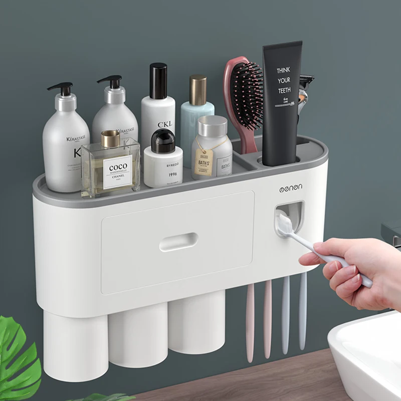 Wall-Mounted Toothbrush Holder Automatic Toothpaste Squeezer Dispenser Adsorption Inverted Cup Storage Rack For Bathroom Supply
Wall-Mounted Toothbrush Holder Automatic Toothpaste Squeezer Dispenser Adsorption Inverted Cup Storage Rack For Bathroom Supply