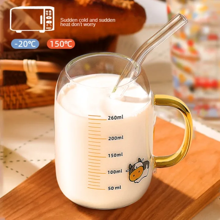260ML Kawaii Children Milk Cups With Scale High Temperature Resistant Microwave Yogurt Juice Cup Milk Mocha Breakfast Glass Mug
260ML Kawaii Children Milk Cups With Scale High Temperature Resistant Microwave Yogurt Juice Cup Milk Mocha Breakfast Glass Mug