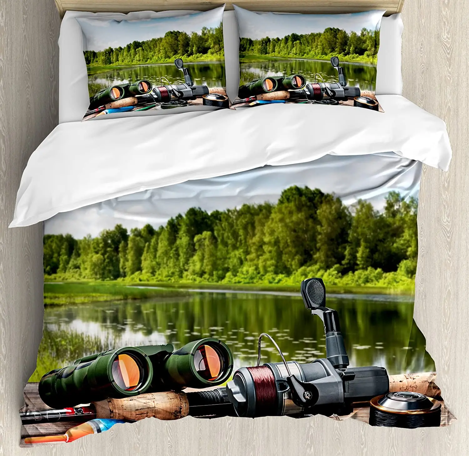 Hunting Decor Bedding Set For Bedroom Bed Home Fishing Tackle on a Pontoon Lake in the Woo Duvet Cover Quilt Cover Pillowcase
Hunting Decor Bedding Set For Bedroom Bed Home Fishing Tackle on a Pontoon Lake in the Woo Duvet Cover Quilt Cover Pillowcase