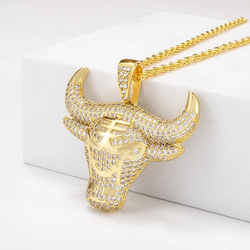 Hip Hop Zircon Ice Out Animal Bull Head Pendant Necklace for Men Creative Punk Rock Party Cowboy Necklace Jewelry Gift
Hip Hop Zircon Ice Out Animal Bull Head Pendant Necklace for Men Creative Punk Rock Party Cowboy Necklace Jewelry Gift