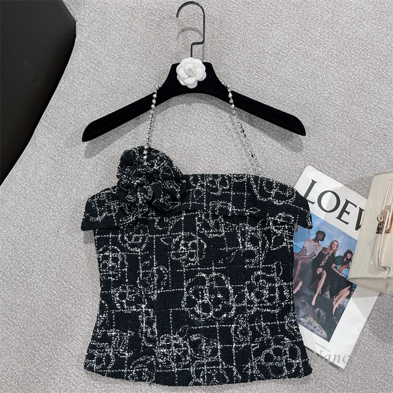 Sexy Rhinestone Chain Halter Spaghetti Straps Tube Top for Women 2022 Early Autumn New Striped Flower Printed Camisole Tank
Sexy Rhinestone Chain Halter Spaghetti Straps Tube Top for Women 2022 Early Autumn New Striped Flower Printed Camisole Tank