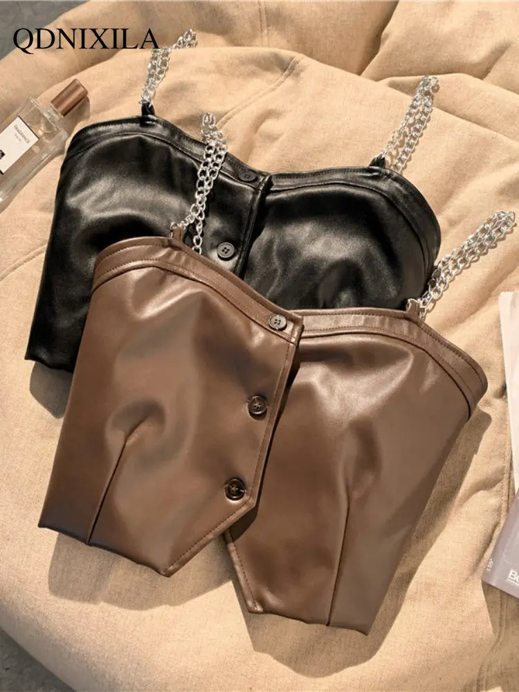 Y2k Women Leather Chain Suspender Waistcoat Sexy Short Waistcoat for Spring and Autumn Women's Clothing Free Shipping Clearance
Y2k Women Leather Chain Suspender Waistcoat Sexy Short Waistcoat for Spring and Autumn Women's Clothing Free Shipping Clearance