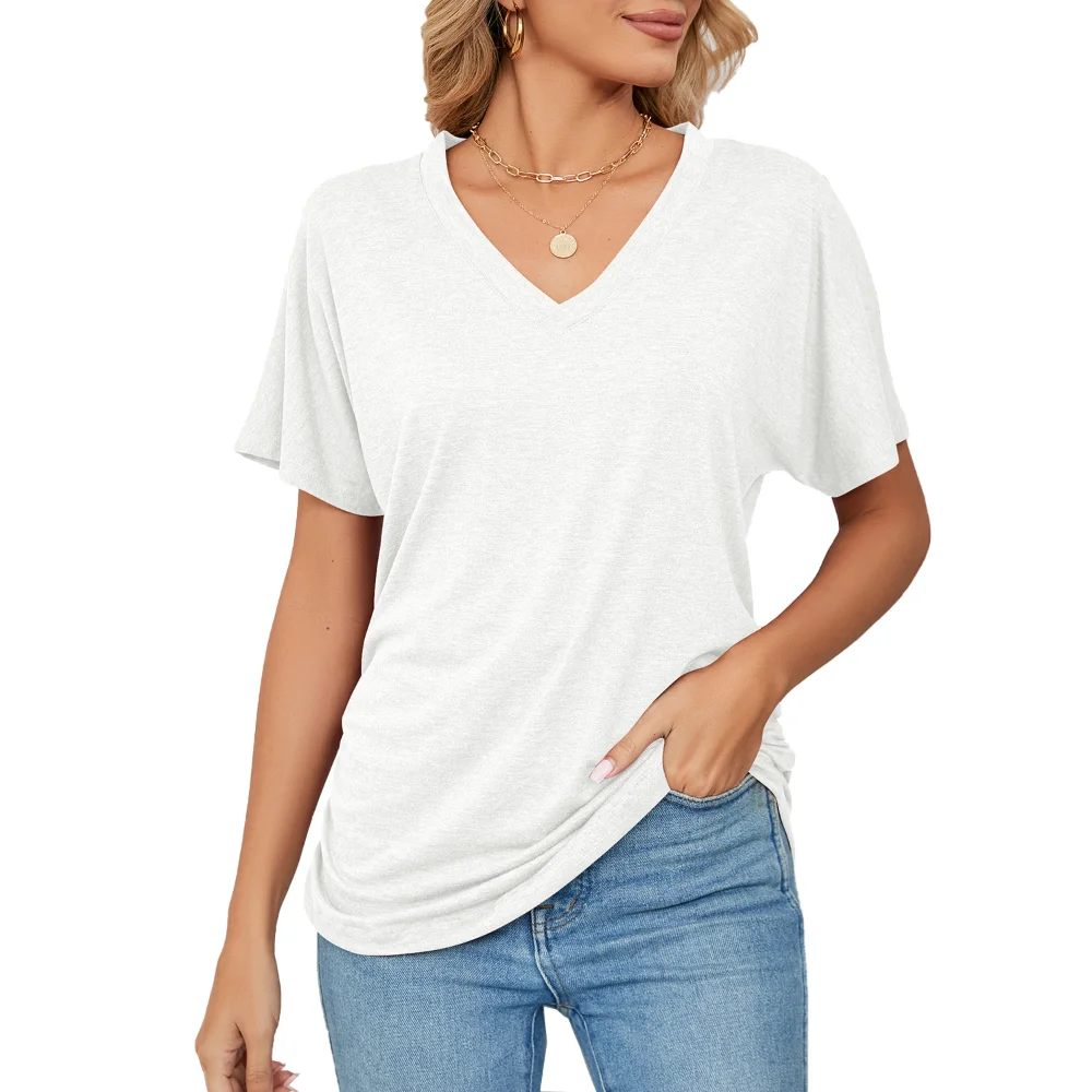 Summer New Comfortable Casual Women's T-shirt Set Head V-neck Solid Loose T-shirt Fashion Women's Top
Summer New Comfortable Casual Women's T-shirt Set Head V-neck Solid Loose T-shirt Fashion Women's Top