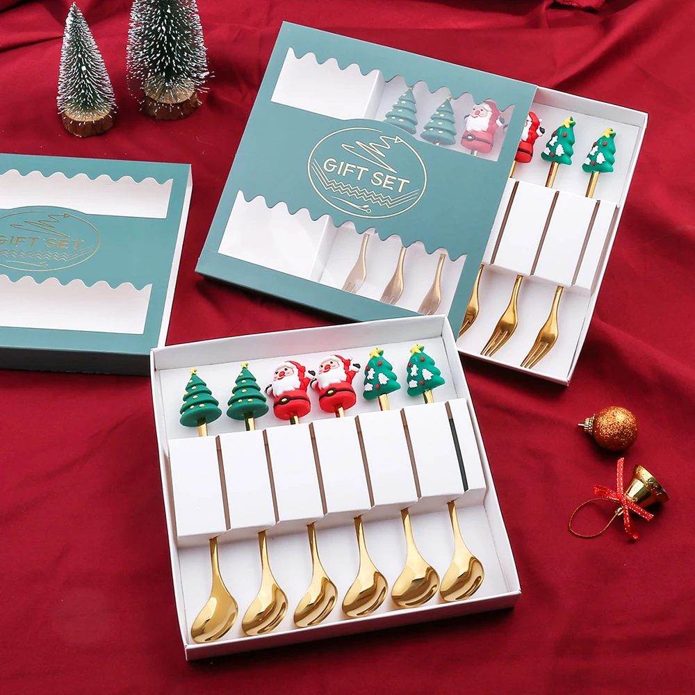 Stainless Steel Christmas Cutlery Gift Set Fruit Fork Coffee Spoon Cartoon Rose Gold Metal Accessories Kitchen Table Decoration
Stainless Steel Christmas Cutlery Gift Set Fruit Fork Coffee Spoon Cartoon Rose Gold Metal Accessories Kitchen Table Decoration
