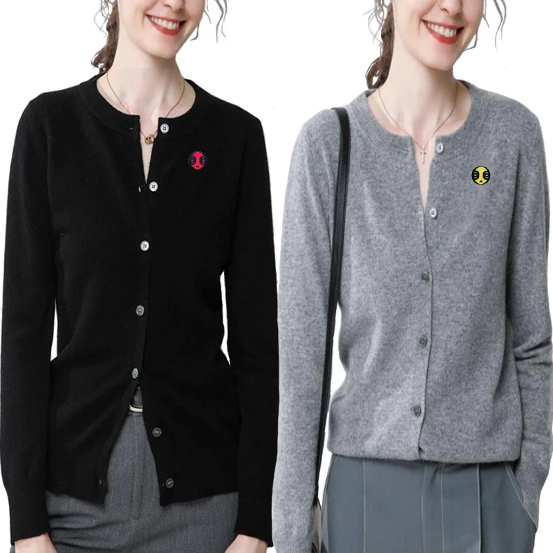 Women O-Neck Cardigan Colorful Cute Monkey Face Embroidery Spring Cotton Single Breasted Long Sleeve Fit Solid Sweater
Women O-Neck Cardigan Colorful Cute Monkey Face Embroidery Spring Cotton Single Breasted Long Sleeve Fit Solid Sweater