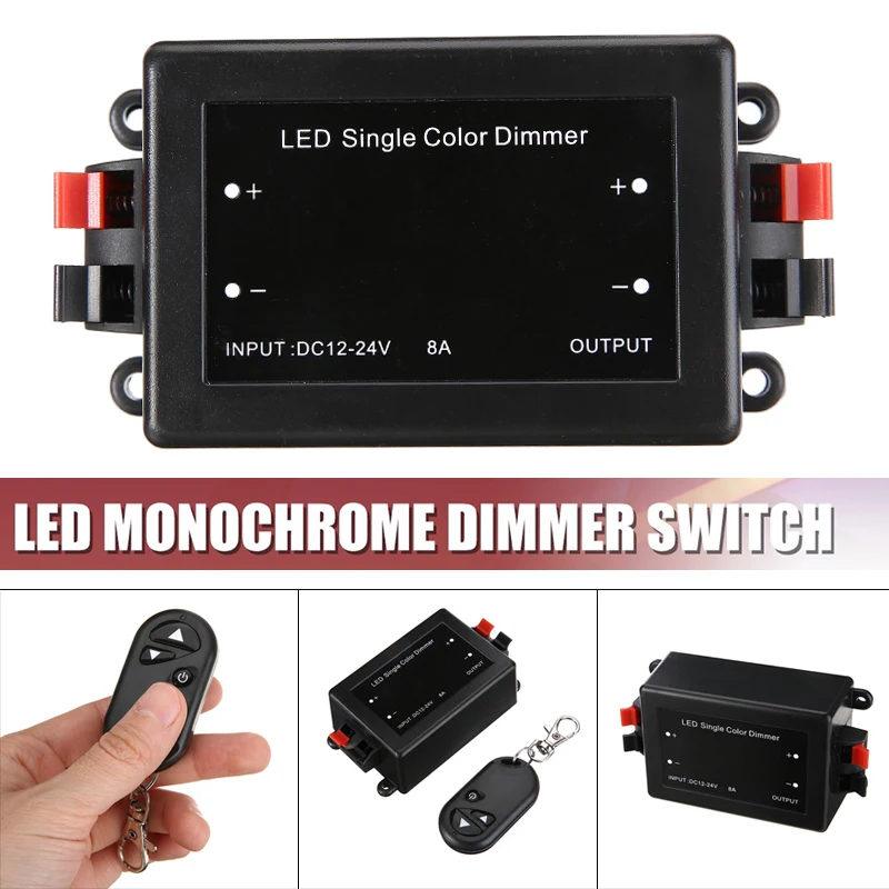 

LED Single Color RF Dimmer 3 Keys DC 12V-24V LED Dimmers Controller Single Channel RF Remote Controllers