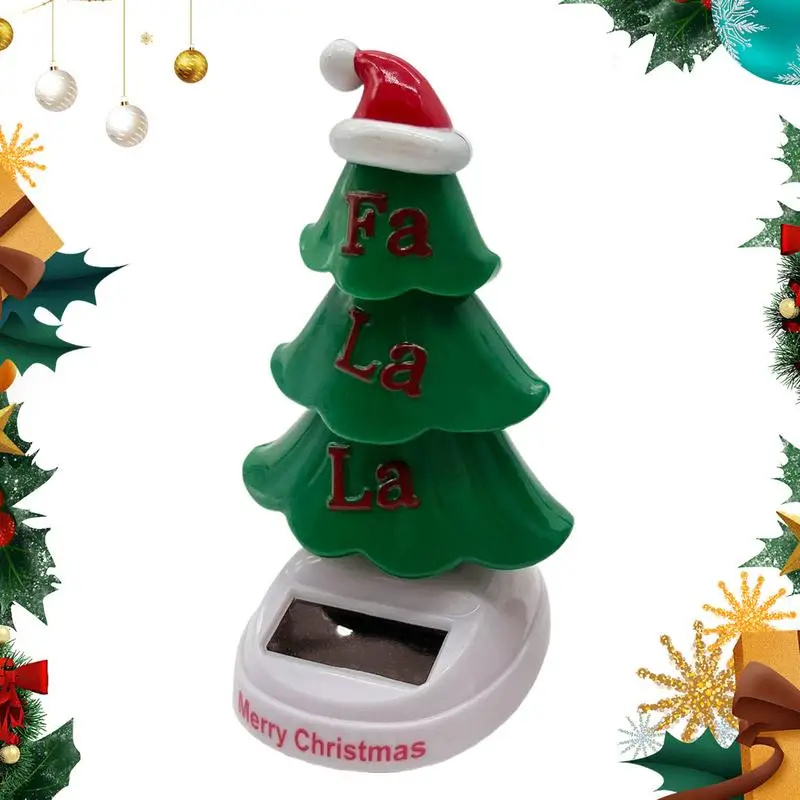 

Рождественская елка на солнечной батарее, милая аниме Вибрирующая голова, искусственная сосна, украшение интерьера автомобиля, Рождественская танцевальная игрушка на солнечной батарее