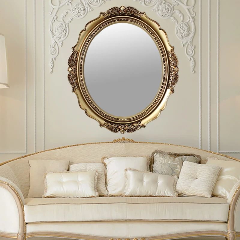 

Hanging Shower Decorative Wall Mirrors Aesthetic Golden Oval Cosmetic Mirror Toilet Vintage Espejo Pared Bathroom Decoration