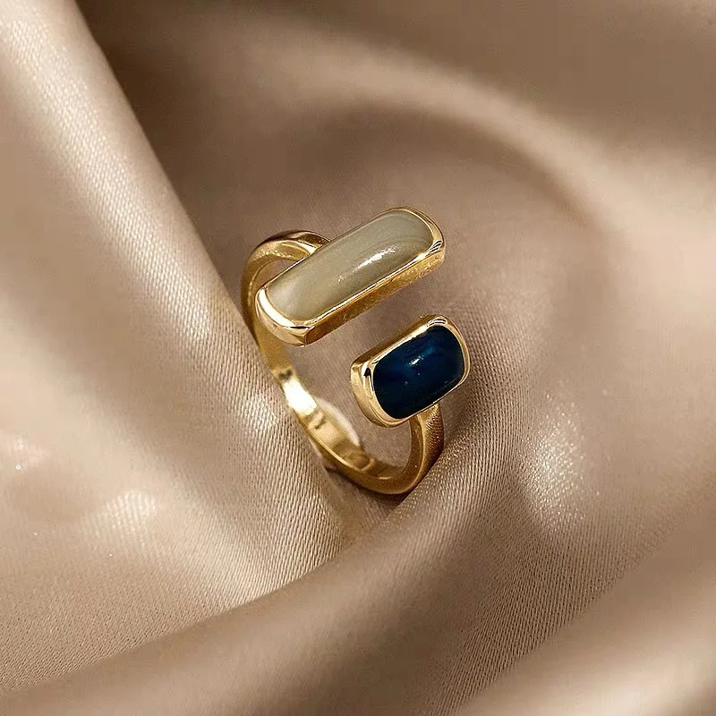 French Retro Matching Drop Glaze Open Rings for Women 2022 Gold Color Metal Geometric Double Ring Luxury Trendy Jewelry Gifts
French Retro Matching Drop Glaze Open Rings for Women 2022 Gold Color Metal Geometric Double Ring Luxury Trendy Jewelry Gifts