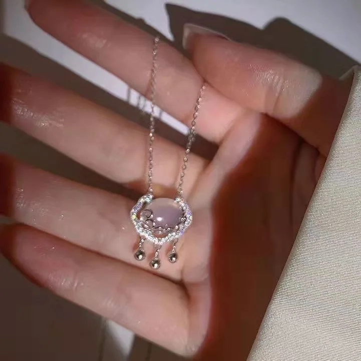 Peaceful Lock Necklace Women Sterling Silver Ruyi Bell Moonstone Chalcedony Longevity Lock Pendant Goddess Day Gift for Mom
Peaceful Lock Necklace Women Sterling Silver Ruyi Bell Moonstone Chalcedony Longevity Lock Pendant Goddess Day Gift for Mom