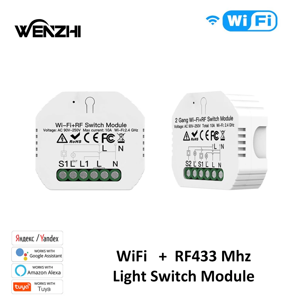 1/2Gang Light Switch DIY Module Wifi RF 433 Mhz Automation Wireless Wall Panels Remote Control Smart Life Tuya Alexa Google Home
1/2Gang Light Switch DIY Module Wifi RF 433 Mhz Automation Wireless Wall Panels Remote Control Smart Life Tuya Alexa Google Home